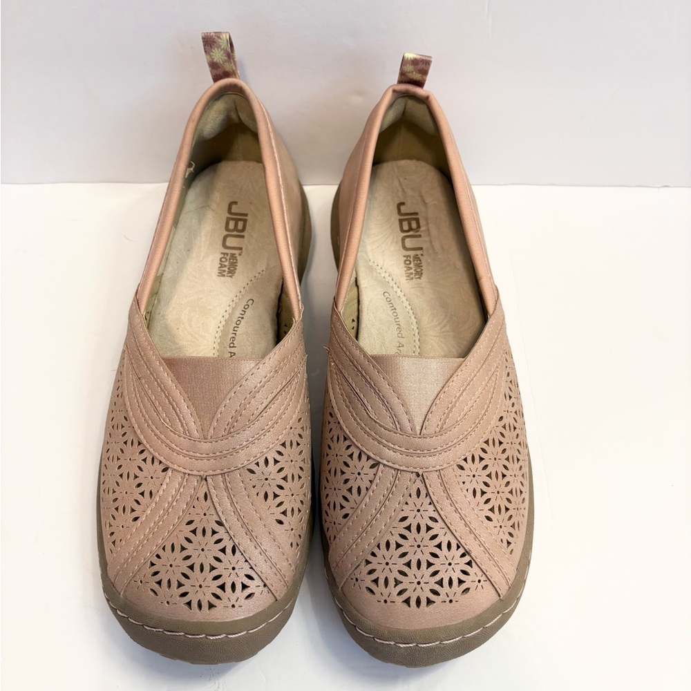 Jambu Florida Leather Slip-On Loafer Flats Perforated Floral Pink Sparkle‎ JBU